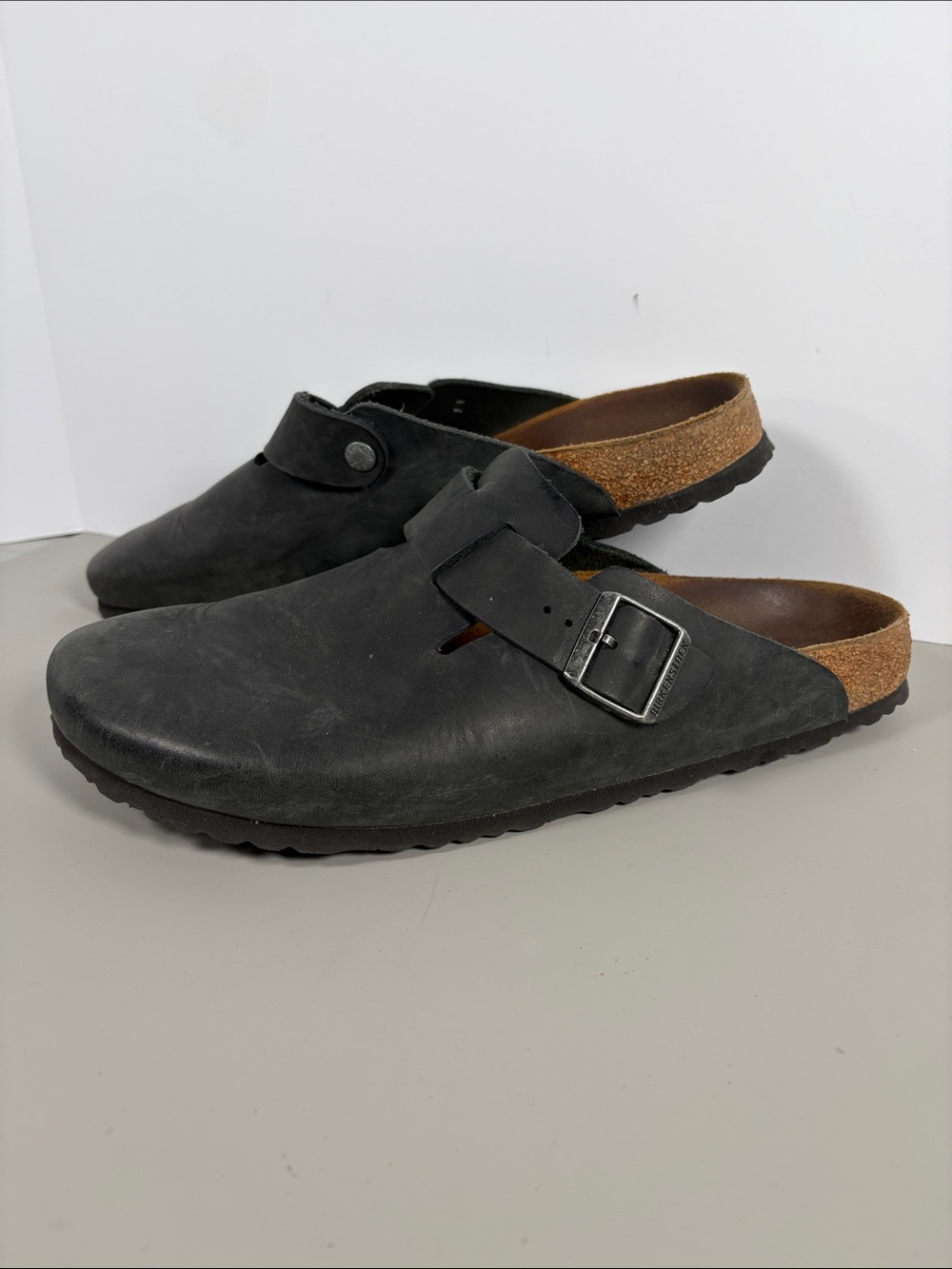 Birkenstock Boston Black Leather Clogs EU 48 US Men 15-15.5 Regular 310mm
